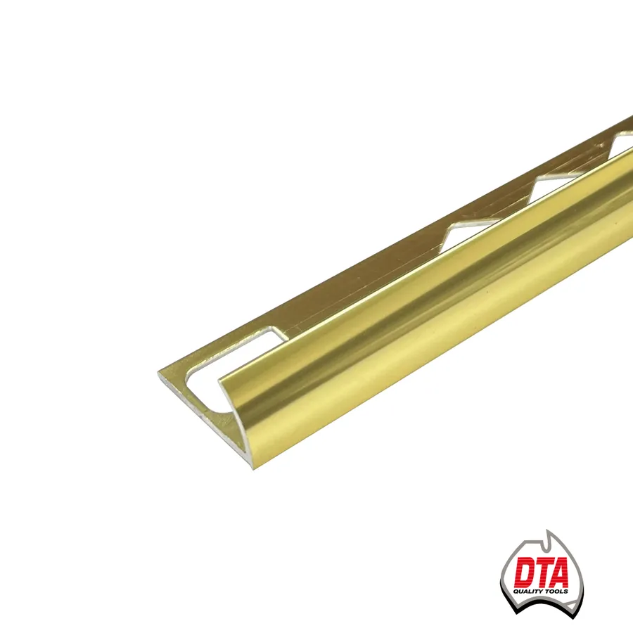 Aluminium Round Edge 3m x 12mm Bright Gold