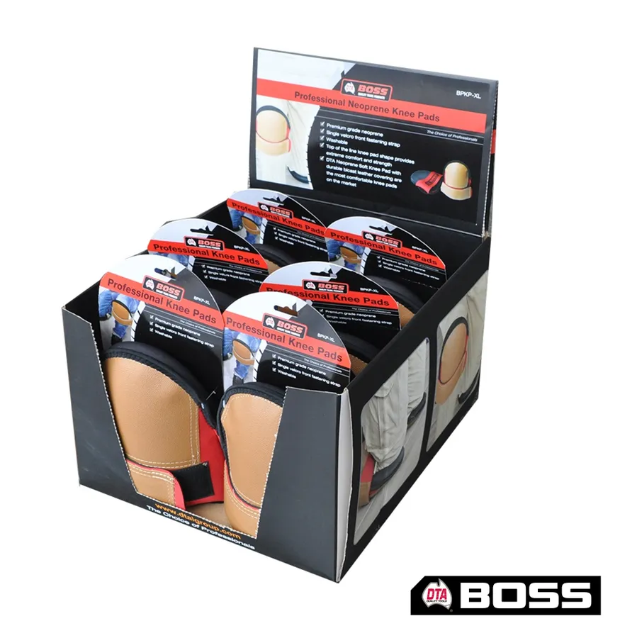 BOSS Neoprene Leatherette Knee Pads x-Large Display Carton of 6 Pairs