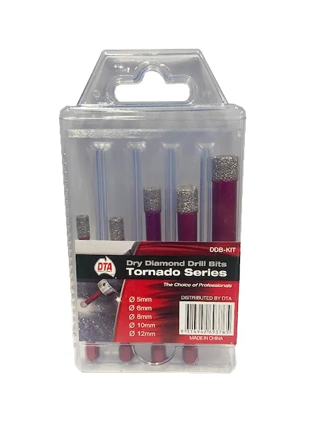 Tornado Diamond Drill Bit Kit 5, 6, 8, 10, 12mm Dry Cut