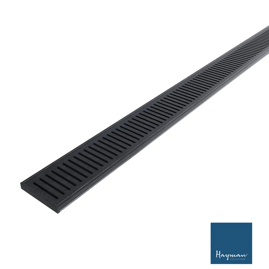 Hayman Aluminium Grate Drain 3m x 100mm x 14mm Brushed Black