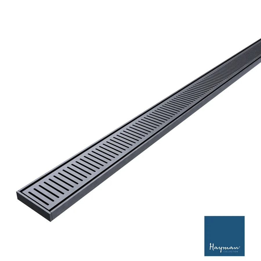 Hayman Aluminium Grate Drain 3m x 100mm x 21mm Brushed Gunmetal