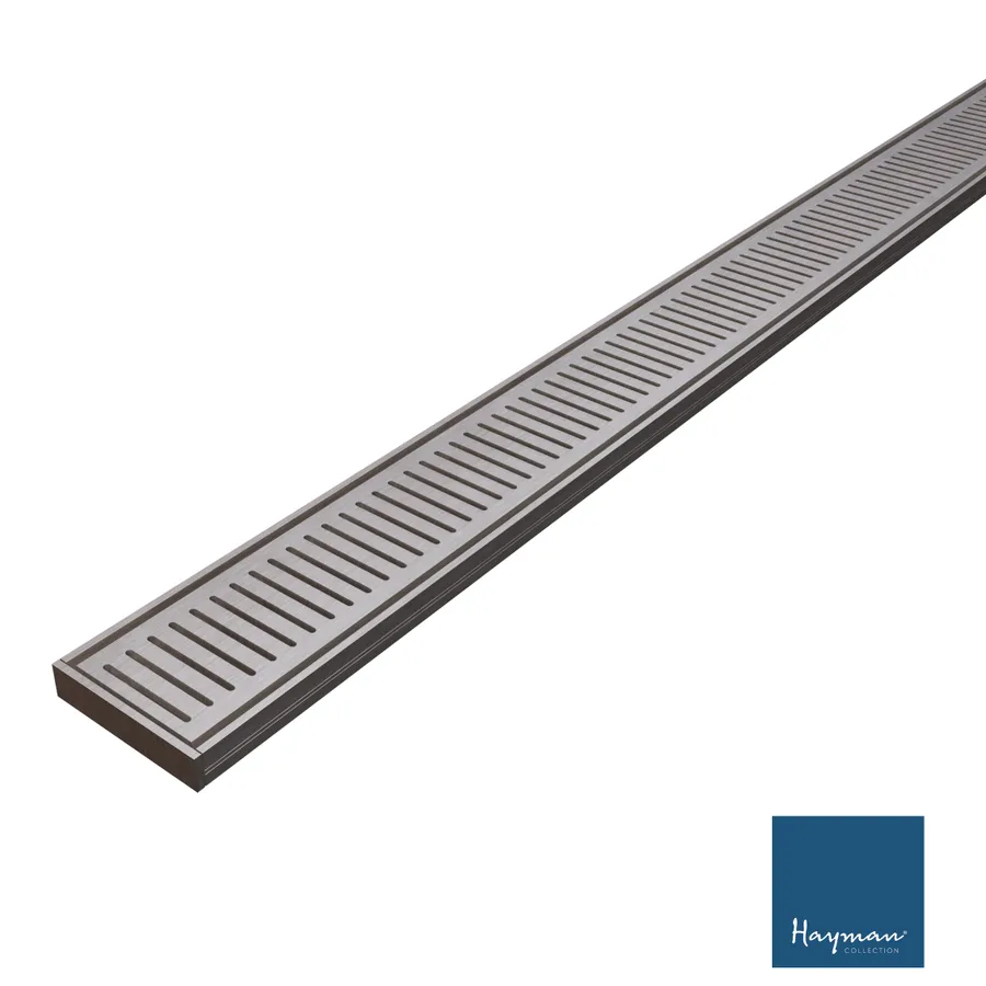 Hayman Aluminium Grate Drain 3m x 100mm x 21mm Brushed Nickel