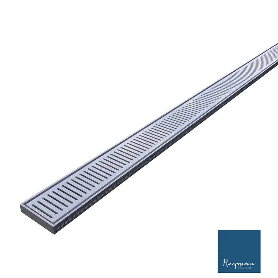 Hayman Aluminium Grate Drain 3m x 100mm x 21mm Brushed Silver