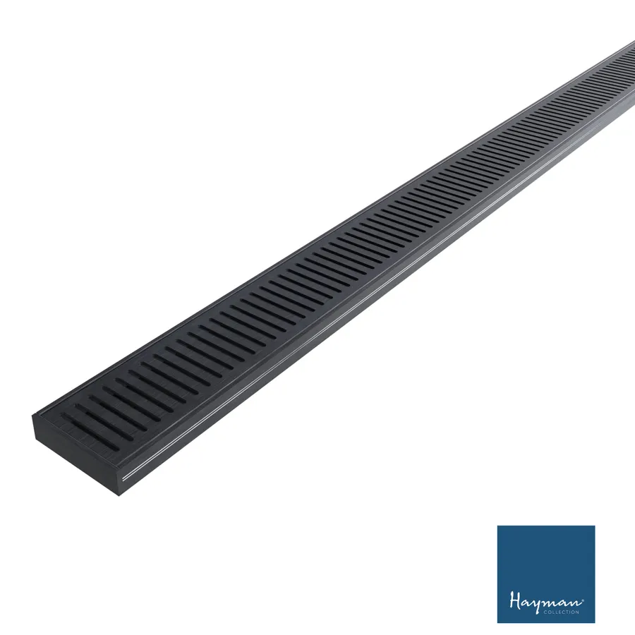 Hayman Aluminium Grate Drain 3m x 100mm x 26mm Brushed Black