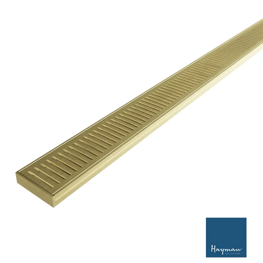 Hayman Aluminium Grate Drain 3m x 100mm x 26mm Brushed Gold