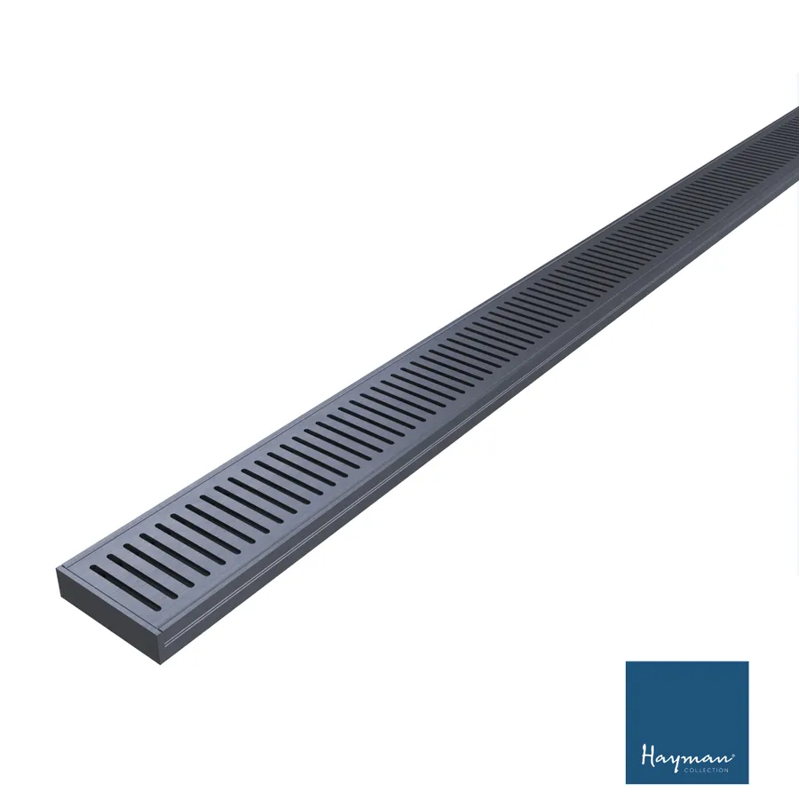 Hayman Aluminium Grate Drain 3m x 100mm x 26mm Brushed Gunmetal