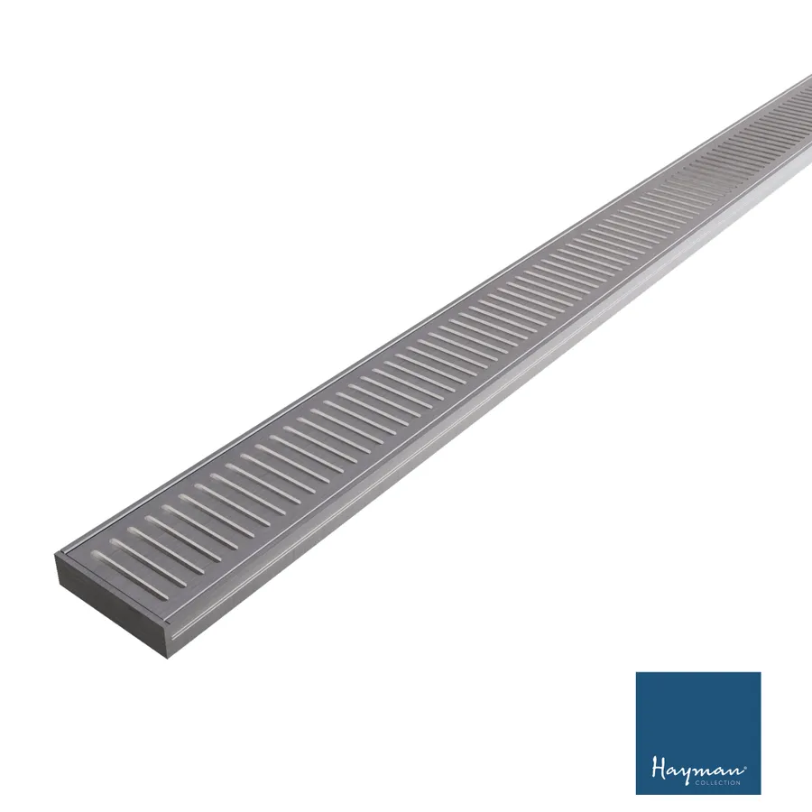 Hayman Aluminium Grate Drain 3m x 100mm x 26mm Brushed Nickel
