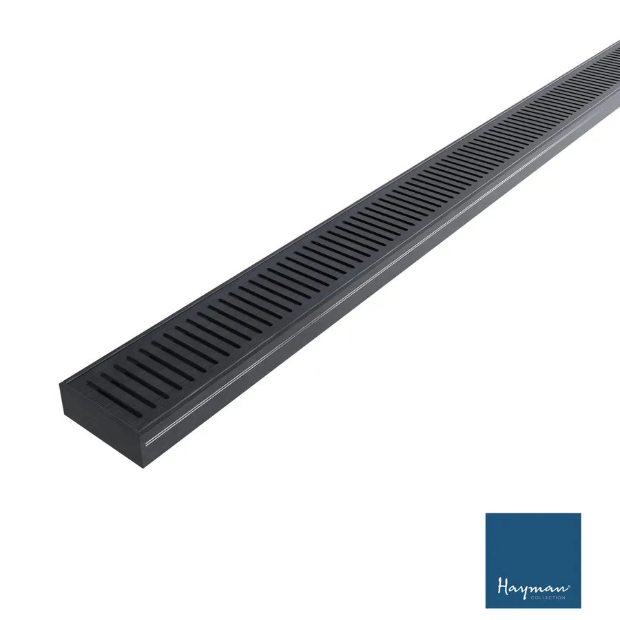 Hayman Aluminium Grate Drain 3m x 100mm x 35mm Brushed Black
