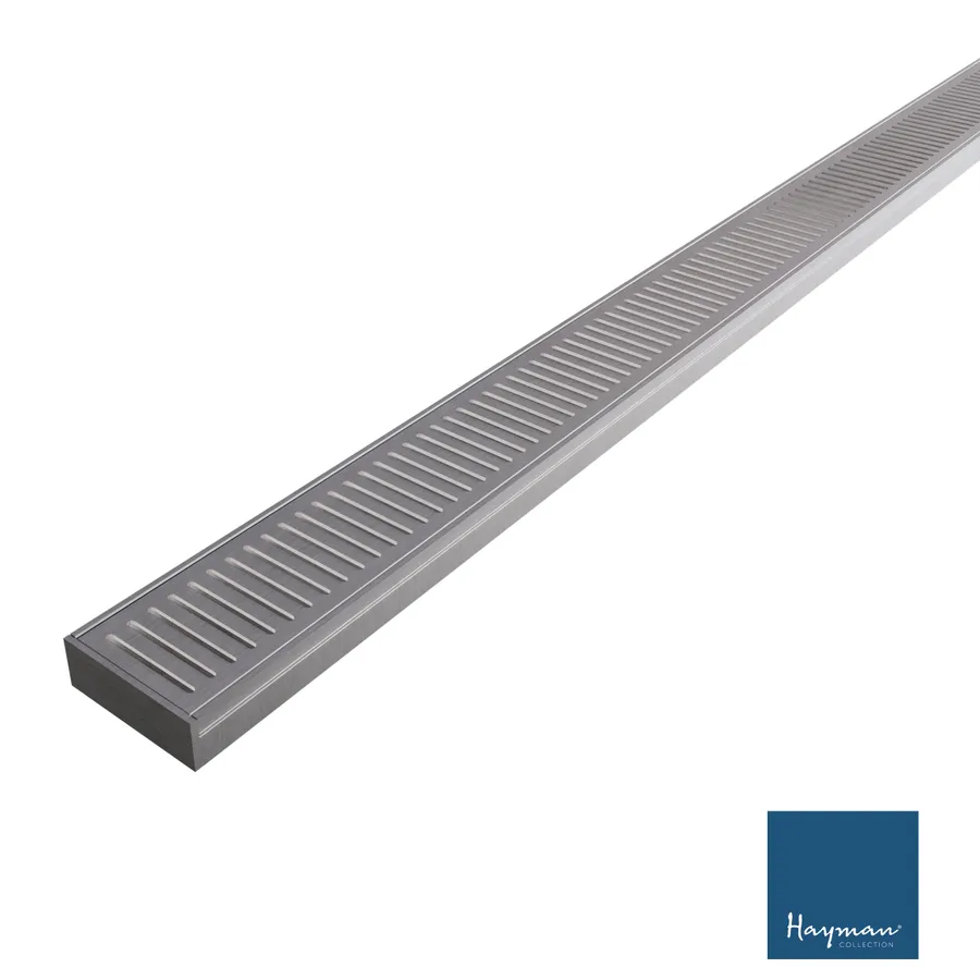 Hayman Aluminium Grate Drain 3m x 100mm x 35mm Brushed Nickel