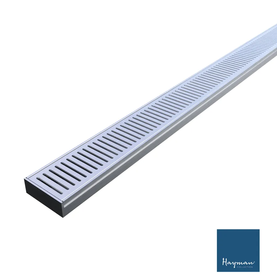 Hayman Aluminium Grate Drain 3m x 100mm x 35mm Brushed Silver