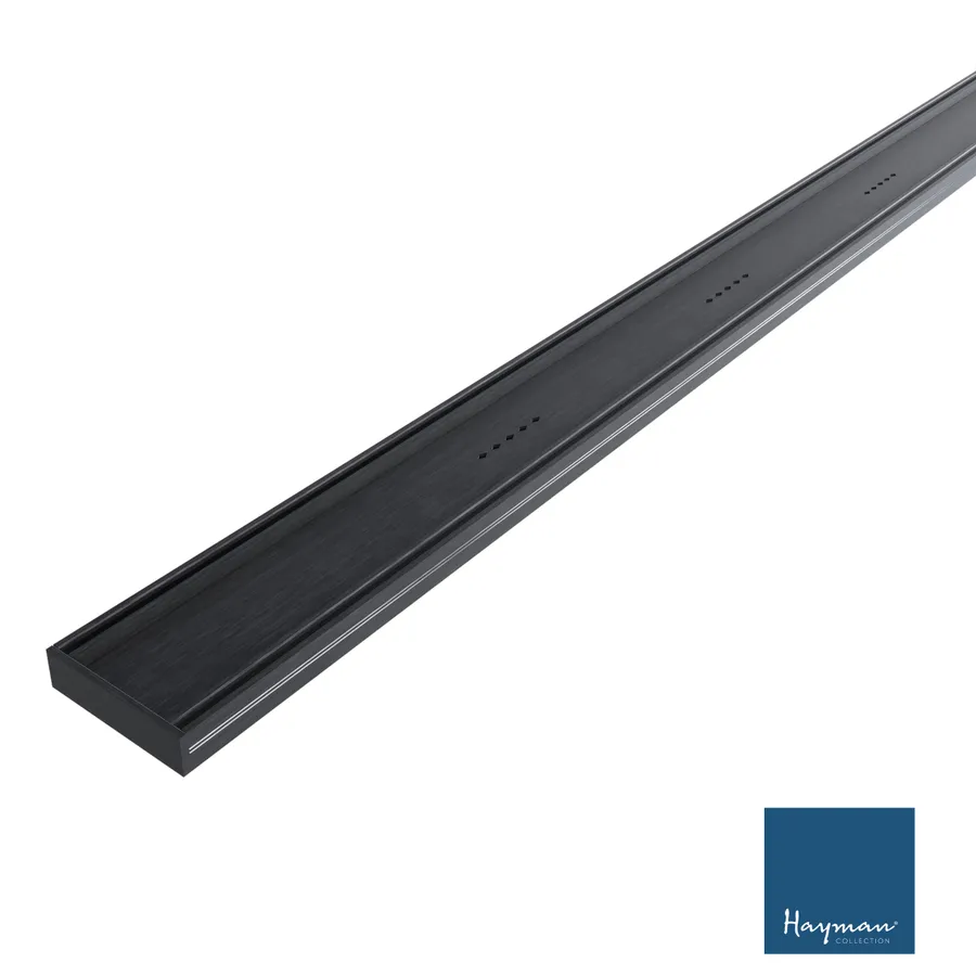 Hayman Aluminium Tile in Drain 3m x 100mm x 26mm Brushed Black