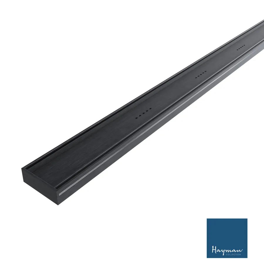 Hayman Aluminium Tile in Drain 3m x 100mm x 35mm Brushed Black