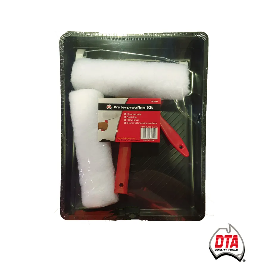 Waterproofing Kit 230mm Wide 10mm Roller Nap 100mm Paint Brush