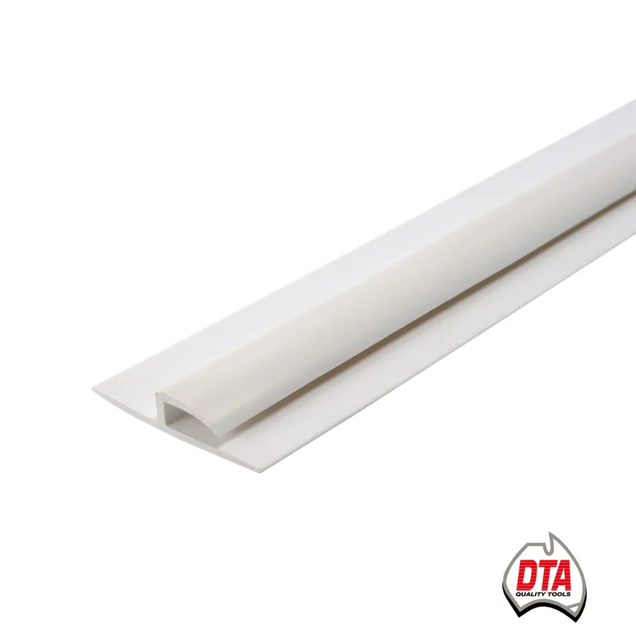 PVC Vinyl Transition Trim 3m x 9.6mm White Wall Tile to Vinyl