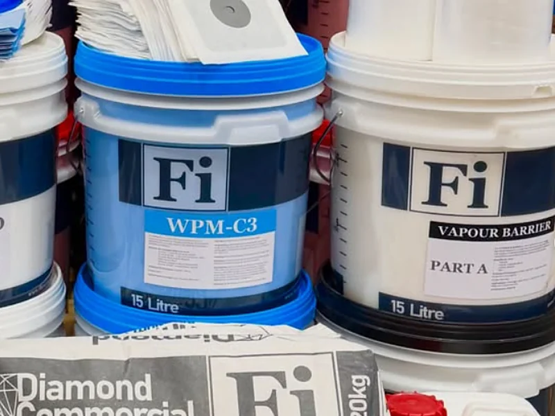 F.i. WPM-C3 and Vapour Barrier pails on the shelf