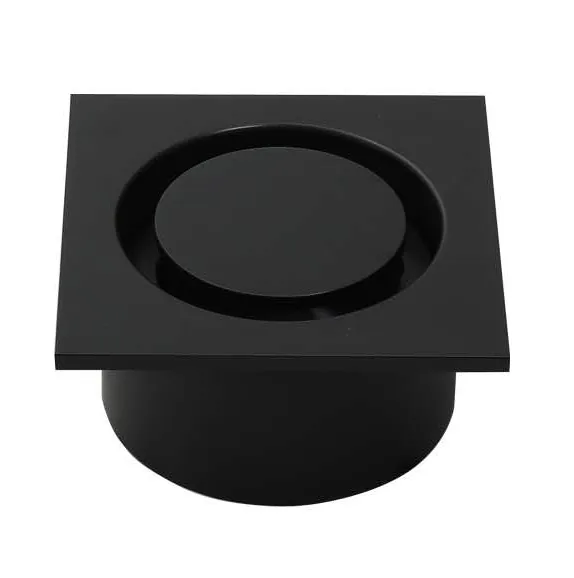 75mm Square Screws On Matt Black Casting Brass Floor Drain
